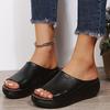 Comfortable Women's Wedge Sandals with Soft Sole and Wear-resistant Faux Leather Platform Slides