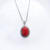 Кулон из натурального красного коралла с драгоценным камнем 925 пробы, серебряный кулон с цепным ожерельем