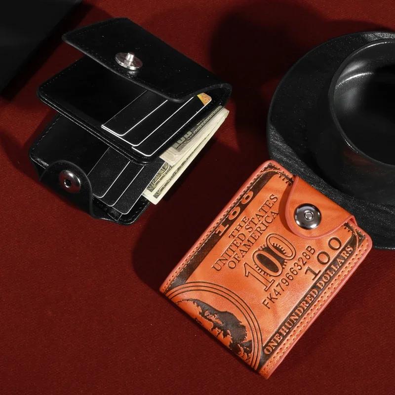 Мужские кошельки с рисунком 100 долларов США, мужской из ПУ кожи, высококачественный чехол-держатель для фотокарт, модный кошелек большой вместимости