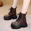 Soft Leather Five-centimeter Short Boots Women's Thick-soled Autumn and Winter New Small Inner Height-increasing Martin Boots