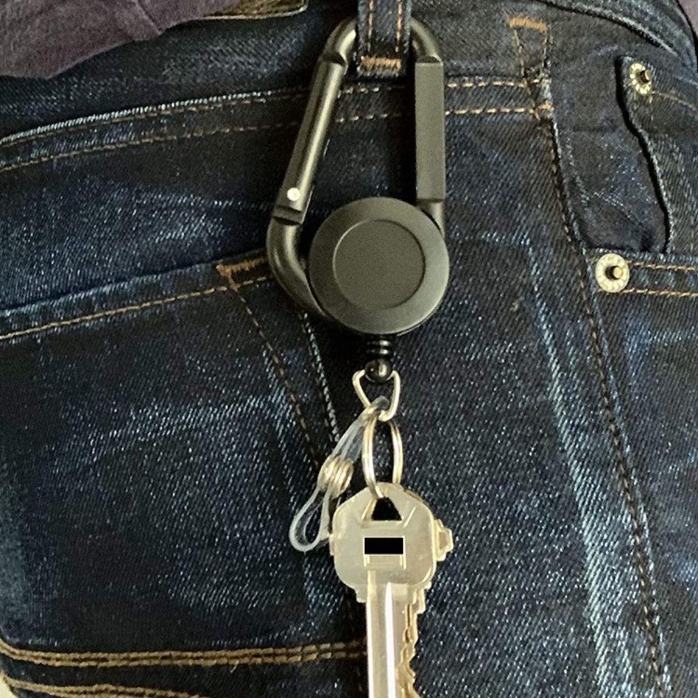 Card Holder Outdoor Telescopic Easy Pull Buckle Carabiner Keychain Badge Holder Badge Reel Clip