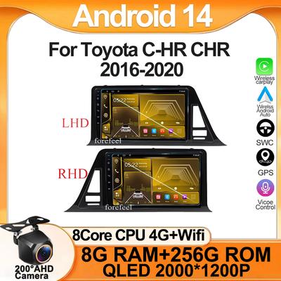 2Din Carplay Видео Android Для Toyota C-HR CHR 2016-2020 LHD RHD Авто Стерео Сенсорный Экран QLED GPS Bluetooth 5G WIFI DSP