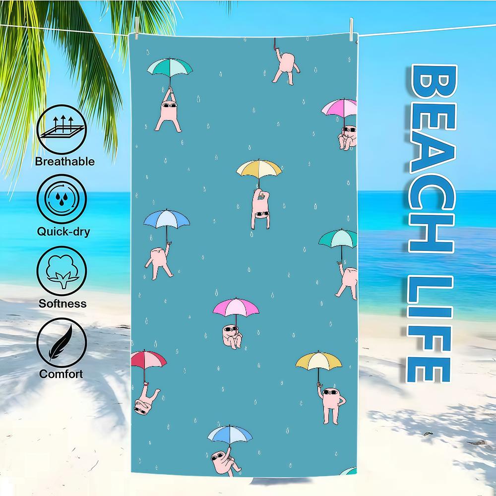 K-ketnipz Towel Textile Bathrobe Beach Cartoon Art Quick-Drying Kawaii Cute Lightweight Portable Camping Swim Funny Pool Travel