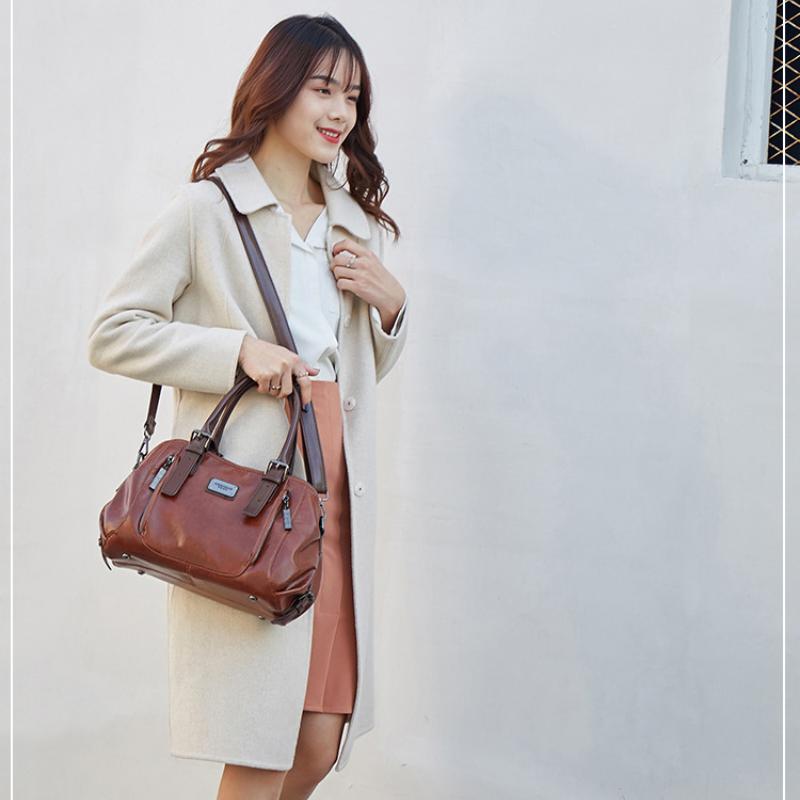 Johnature Ретро модная женская сумка из мягкой кожи, портативная сумка большой емкости, универсальные сумки через плечо и через плечо