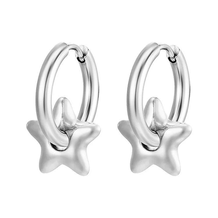 LT-MS-566 Fashion Trend Pendant Earrings for Women Trendy Electroplated 18K Gold Stainless Steel Hoop Earrings