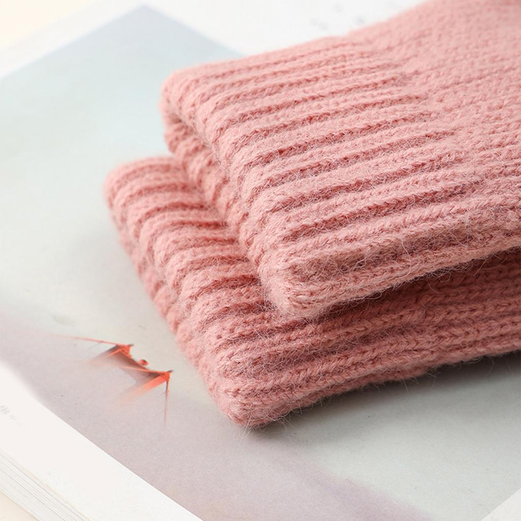 Перчатки без пальцев с сенсорным экраном, с утолщенной флисовой подкладкой, мягкие теплые вязаные короткие перчатки для студентов, для повседневного использования зимой