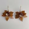 New Trendy Metal C-shaped Acrylic Flower Pendant Earrings for Women Vintage Coffee Petal Personality Earrings Jewelry