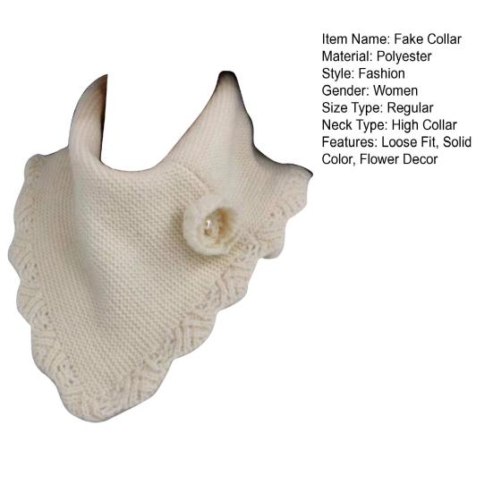 Fake Collar Flower Decoration Solid Color Knitted Scarf Soft Cozy Warm Dress False Collar Winter Accessory