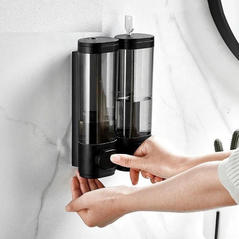 Hotel Shampoo Dispenser Modern Style Double Easy Squeeze Manual Liquid Shower Soap Dispenser Wall Mount