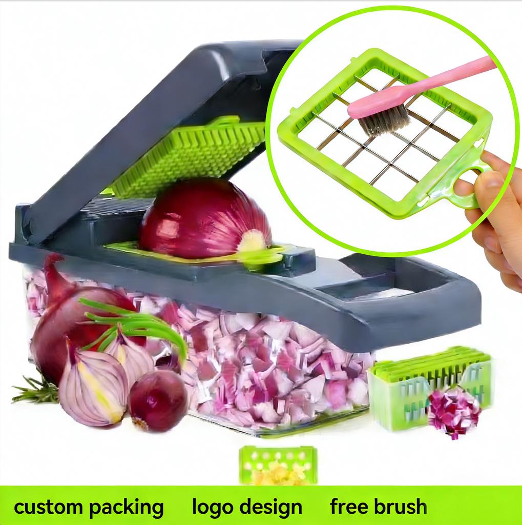 Hot Selling 16 in 1 Multifunctional Vegetable Chopper Container Stainless Steel Kitchen Accessory Durable for Home Use