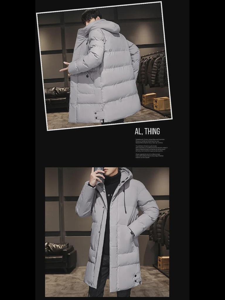 2023 Men's Winter Mid-Length Thickened Cotton Coat - Korean Style Trendy & Warm