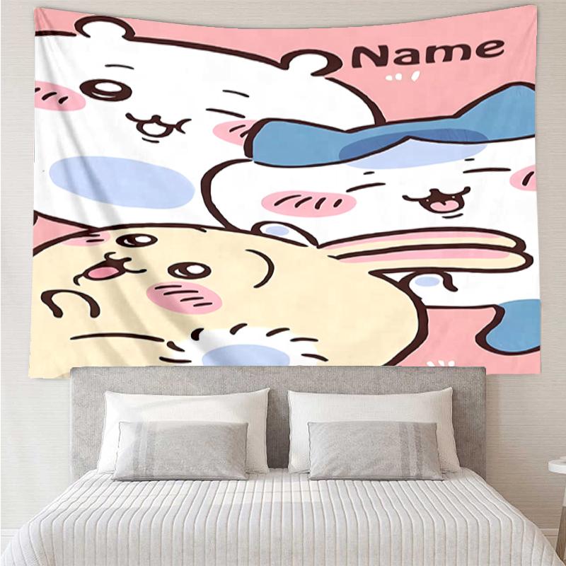 Custom Name Usagi Print Tapestry, Backdrop, Easy Setup, Ideal for Bedroom, Office & Living Room, with Aesthetic Wall Hanging Decor.