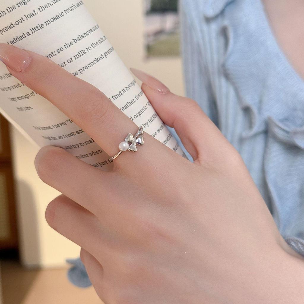 Серебряное кольцо S925 с жемчугом, покрытое 18-каратным золотом, женское, в холодном стиле, с четырехлистником, высококлассный дизайн