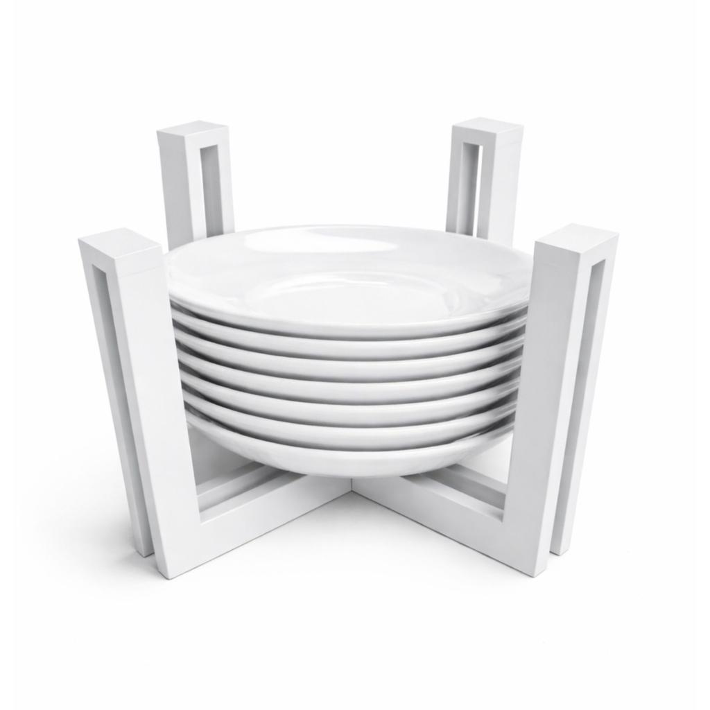 White plate rack for kitchen organizer for storing dishes