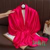 Universal in all seasons, solid-color simulated silk scarf for women, small neck decoration, versatile for women, long silk scarf, shawl for women