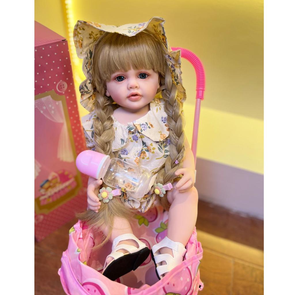BZDOLL 55 см, полностью силиконовая кукла Reborn для маленьких светлых волос, 22 дюйма, реалистичная кукла для девочек, игрушка-принцесса для малышей Bebe