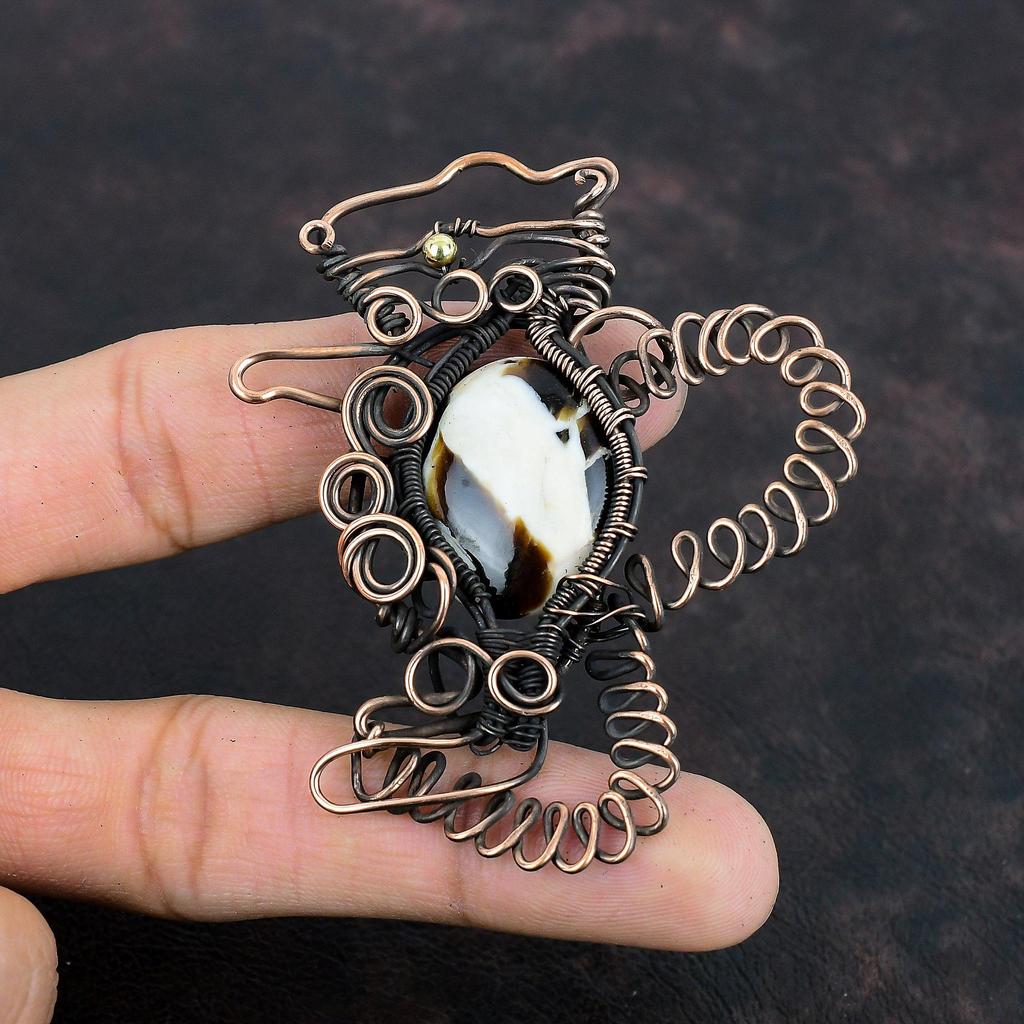 Кулон из яшмы «Арахисовое дерево», обмотанный медной проволокой, кулон в виде кролика, украшения из самоцвета яшмы «Арахисовое дерево», кулон ручной работы, медные украшения для подарков