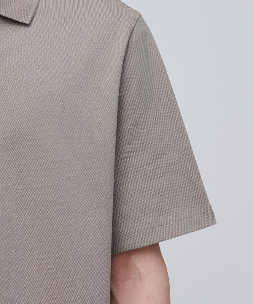 MUSINSA STANDARD Slit Neck Pique Polo Shirt [Dusty Beige]