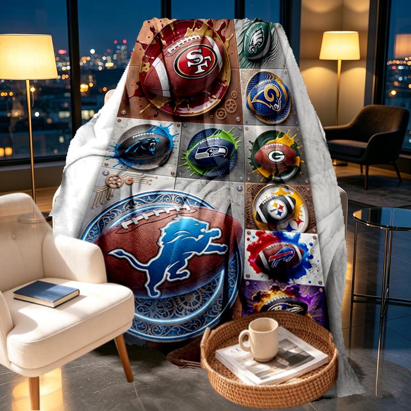 NFL Print Blanket - Soft & Comfortable, for Bedroom, Travel, Sofa, Home Decoration - Birthday Christmas Gift for Friend