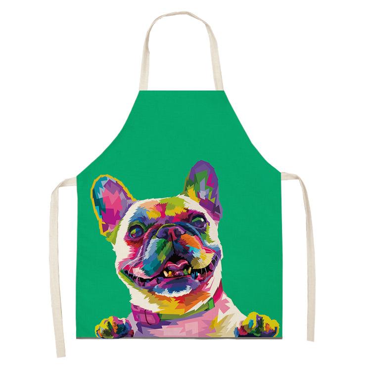 Кухонные фартуки с рисунком собаки из мультфильма для приготовления пищи, хлопковые льняные фартуки без рукавов, нагрудники для взрослых, аксессуары для уборки дома