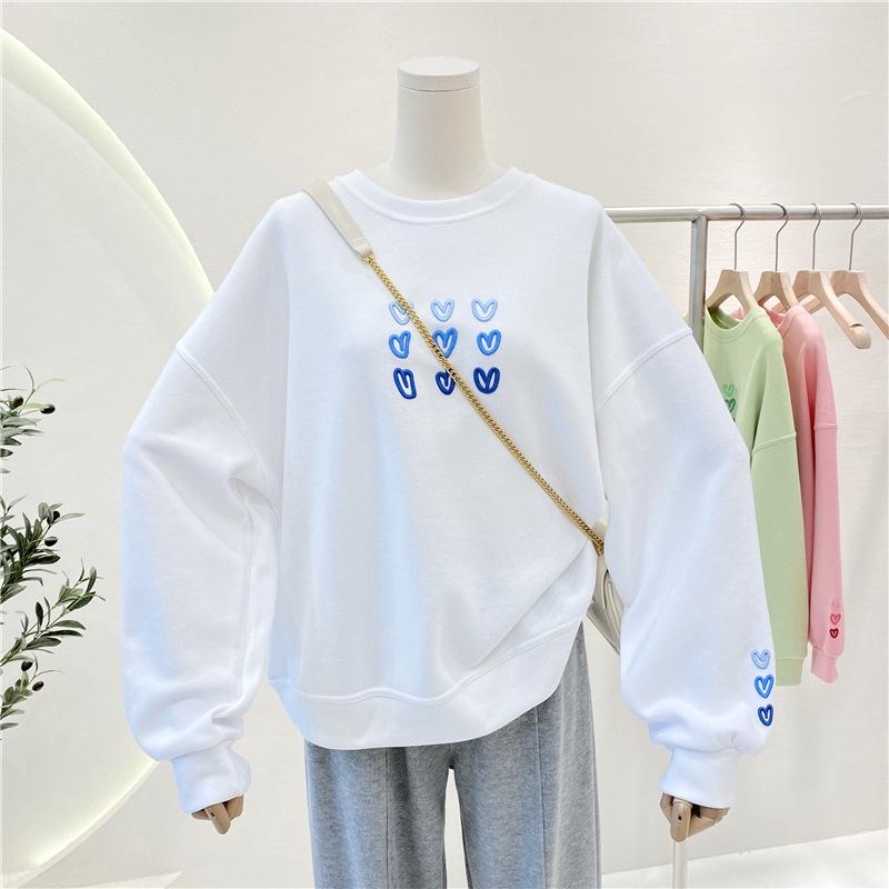 Новинка 2024 года, корейский принт «Любовь», женский свободный топ для весны и осени