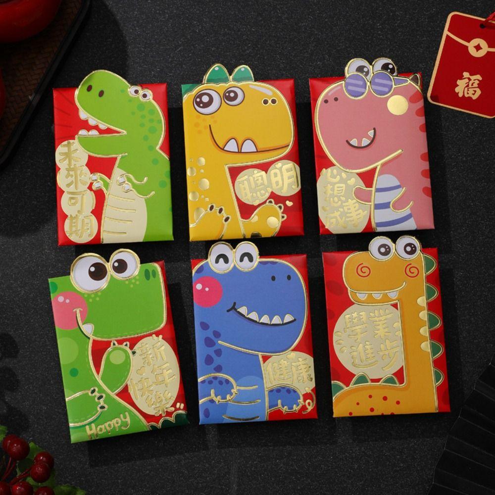 6Pcs/set Handmade Dragon Red Packet Cute Cartoon Red Bags 3D Print Red Envelope  Birthday Gifts