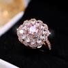 Exquisite Multi-stone Glittering Cubic Zirconia Big Ring For Women Fashion Pink Flowers Women's Engagement Ring Party Birthday Jewelry Gift