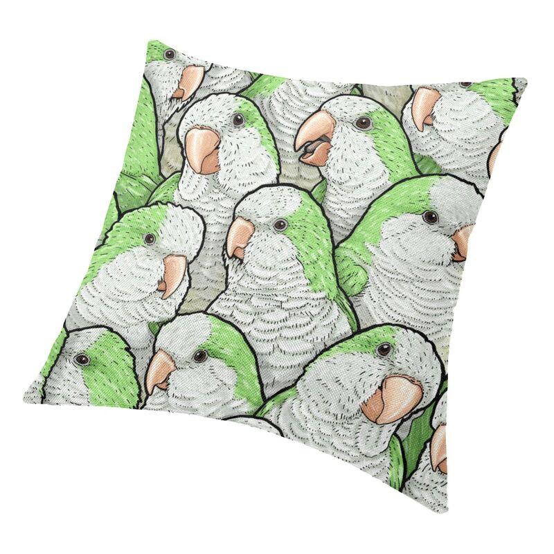 Green Quaker Parrots Pillow Case Home Decorative Nordic Psittacine Cushion Decoration Salon Square Pillowcase
