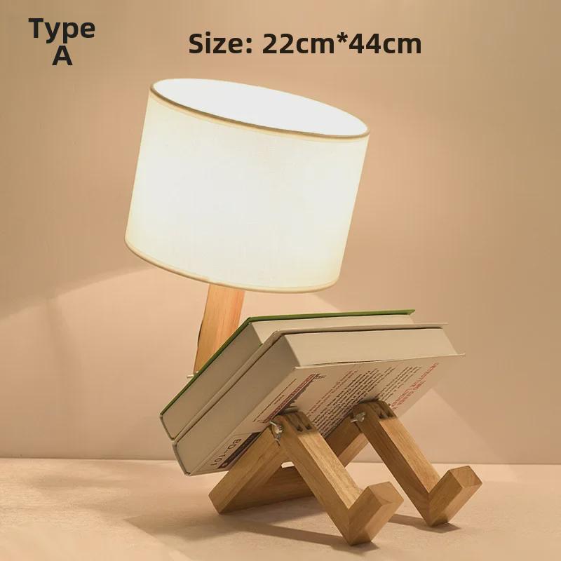 Светодиодная лампа из цельного дерева в скандинавском стиле для прикроватной тумбочки — романтичная и приятная для глаз, для спальни или кабинета