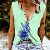 Женские майки, сексуальные летние топы без рукавов с v-образным вырезом, жилет с 3D-бабочкой и цветочным принтом, крутые легкие топы