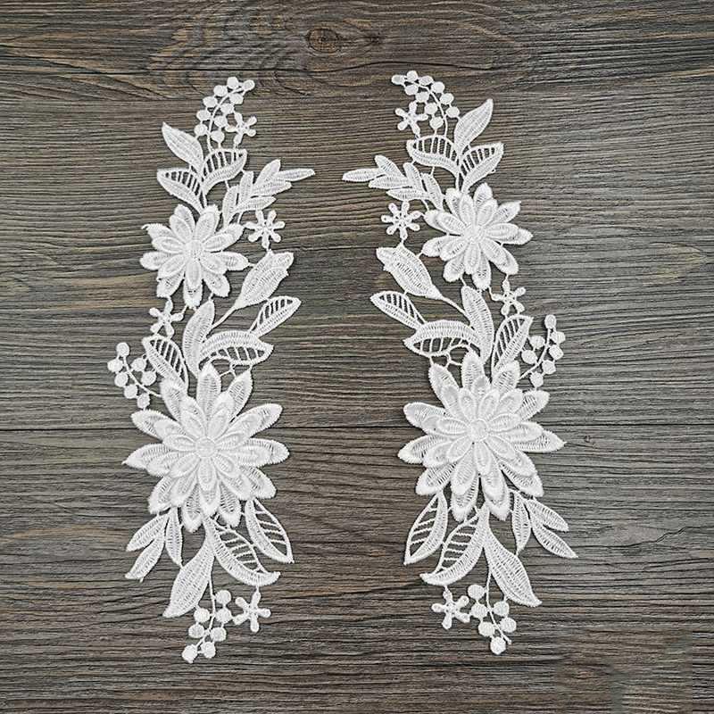 1 пара вышитых нашивок с отделкой 3D цветочная аппликация для одежды сумки кружево цветок DIY полые изысканные значки аксессуары 23X8 см