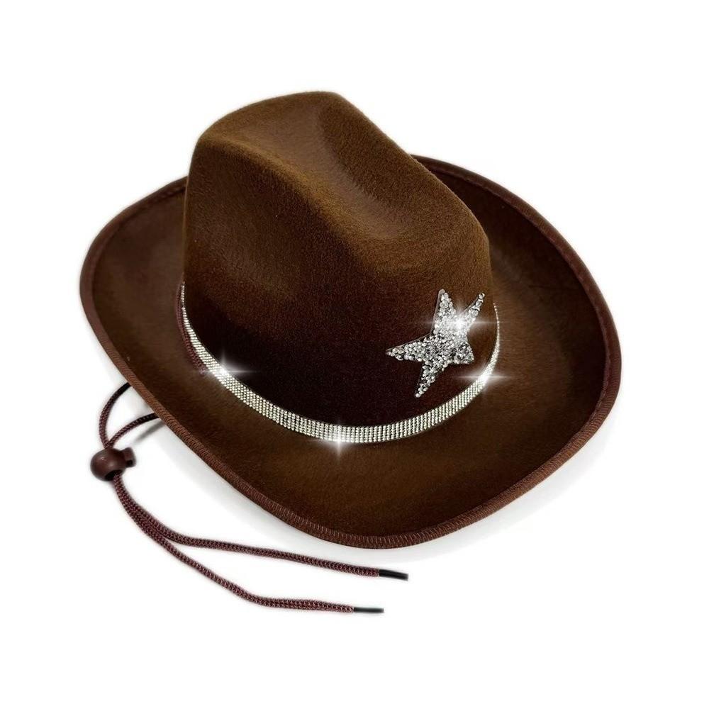 Rhinestone Summer Sun Hat Sparkling Kids Bucket Hat Cool Western Cowboy Hat  Dress-Up