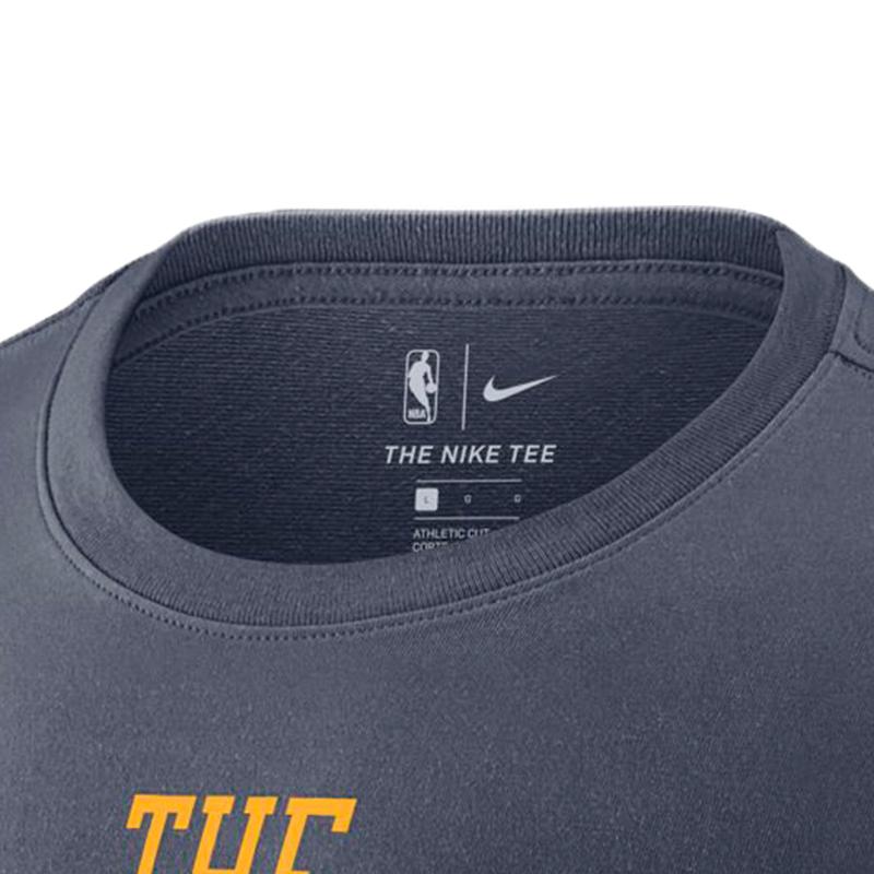 Nike Футболка с круглым вырезом и коротким рукавом с принтом логотипа и буквами Golden State Warriors Curry Reward Edition для мужчин, серая AO0887-477