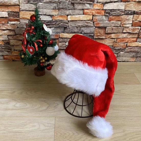 Santa Hat for Adults Unisex Velvet Comfort Extra Thicken Xmas Hat Christmas New Year Festive Party Decorative Holiday Hat