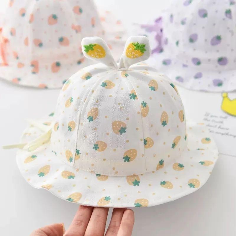 Baby Girl Thin Bucket Hat Adjustable Drawstring Spring Autumn Summer Sun Protection Cap Cute Breathable UV Shield