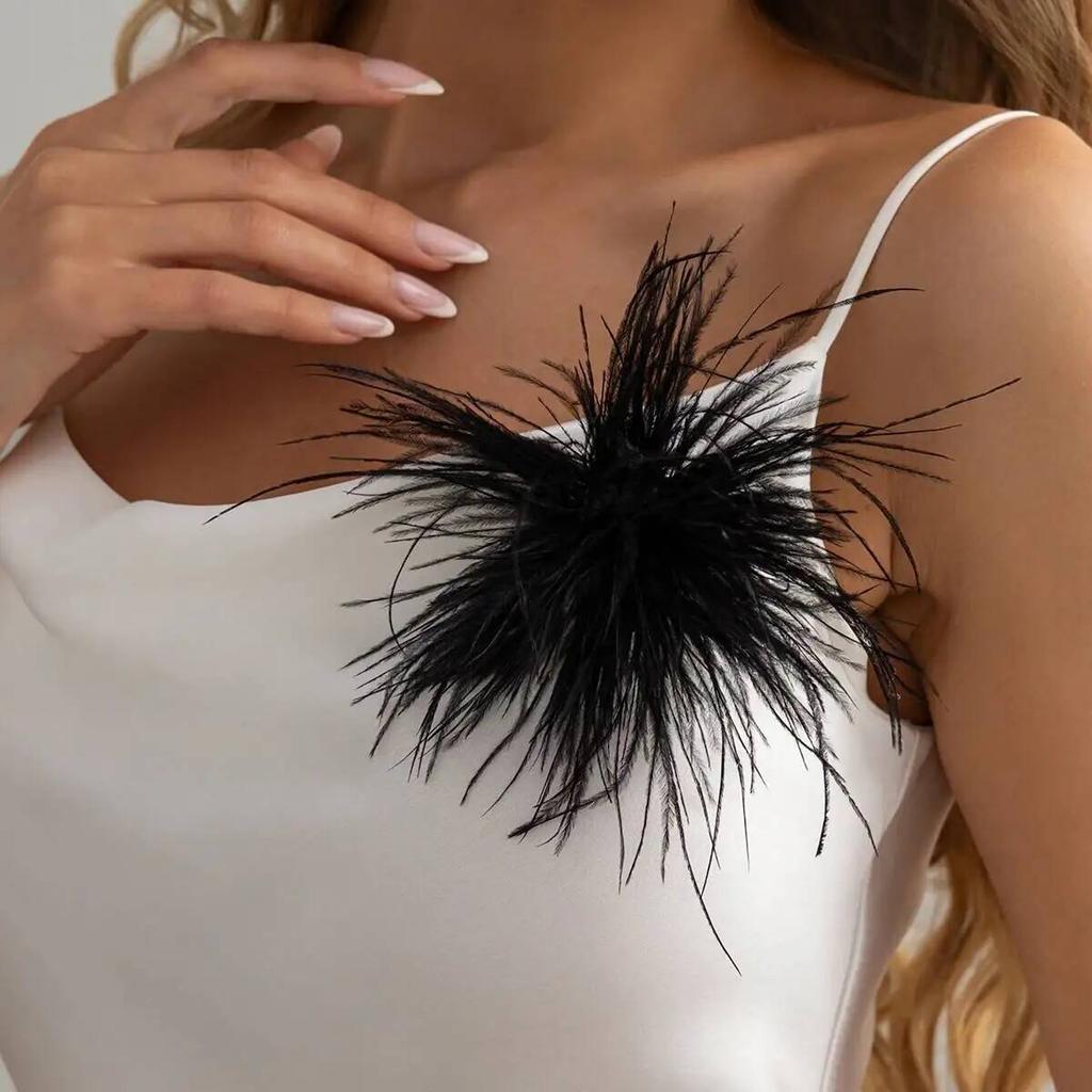 SHIXIN 6 Colors Vintage Colorful Large Feather DIY Brooch Accessory Handmade Corsage Brooches Suit Pants Pins Clip Women Jewelry