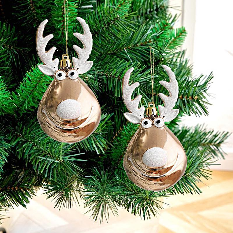 1Pce Antlers Ball Christmas Ball Christmas Tree Hanging Deer Christmas Ball Deer Pendant
