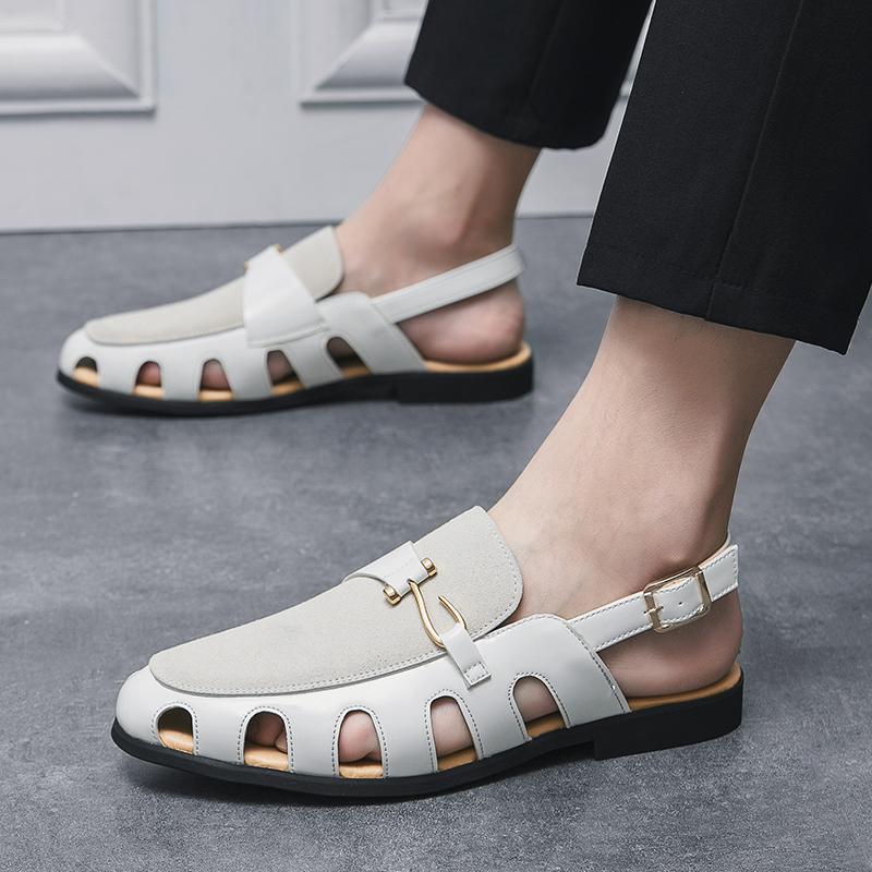 Fashion Stylish Man Breathable Hollow Out Sandals Summer Beach Shoes Male Leisure Outwear Sandals Soft Sole Anti Slip Men Comfy Slippers