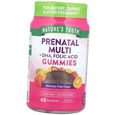 Витамины для беременных, Prenatal Multi + DHA Folic Acid Gummies, Nature's Truth 60таб Фруктовый (36509052)