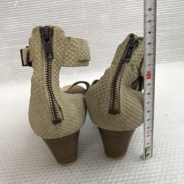 Женские сандалии на танкетке UGG 23 бежевые кожаные туфли на каблуке(ИСПОЛЬЗОВАЛ)