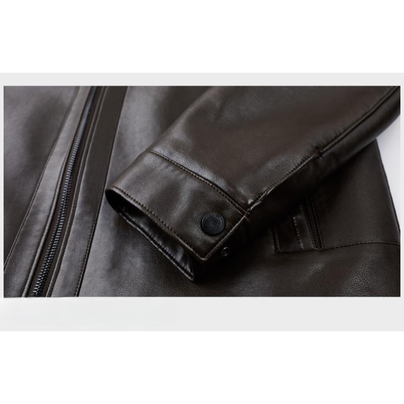 Genuine Leather Down Jacket Men's New Winter Stand-up Collar Plus Velvet Thickened Men's Casual Leather Jacket Jacket for Men