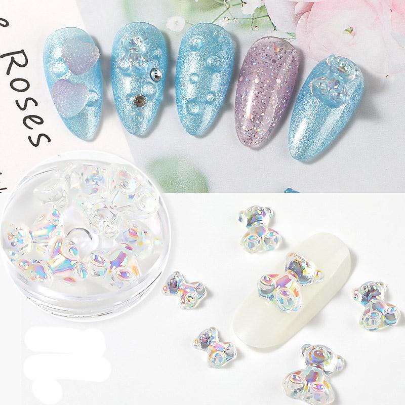 Конфеты с медведем для ногтей, силиконовое желе, резьба, трехмерный медведь, готовый цвет, аксессуары для маникюра с медведем