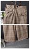 Suspenders Half Pants Shorts Overalls Suspender Pants Half Pants Check Casual [Tenflow] Men's Cjf-72 (Brown, 3XL)
