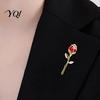Floral Lapel Pin Red Rose Bud Brooch Pin, Retro Rhinestone Daily Wear Men Women Jewelry Accessories for Suit Dress Coat Scarf Luxury