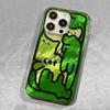 Мультяшный забавный зеленый чехол для телефона с кошкой для IPhone 16 15 14 13 12 11 Pro Max XS XR X SE 7 8 Plus, милая задняя крышка с рисунком животного