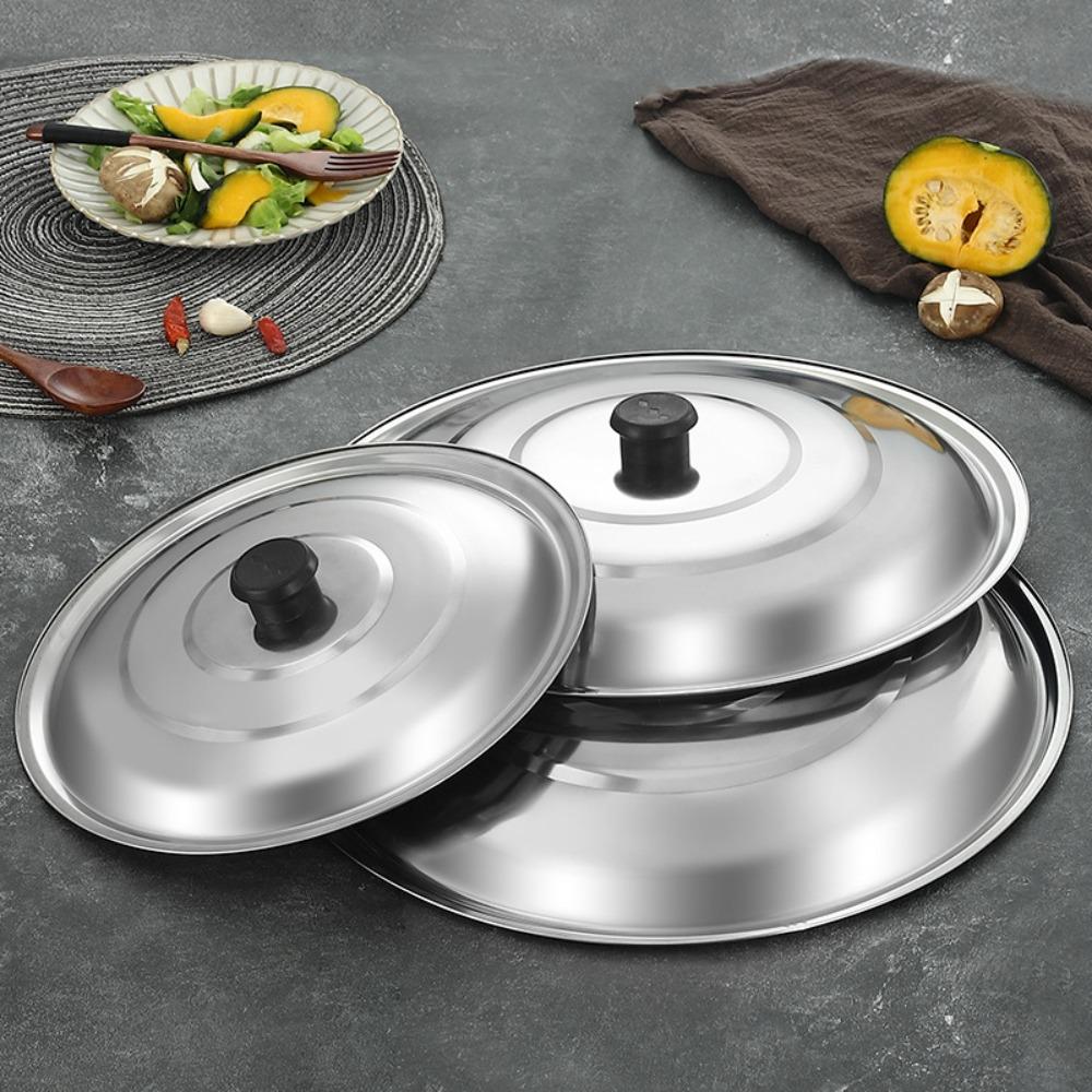 Anti-Scald Stainless Steel Pot Lid Black Plastic Knot Pot Cover Kitchen Accessories Wok Lid Pan