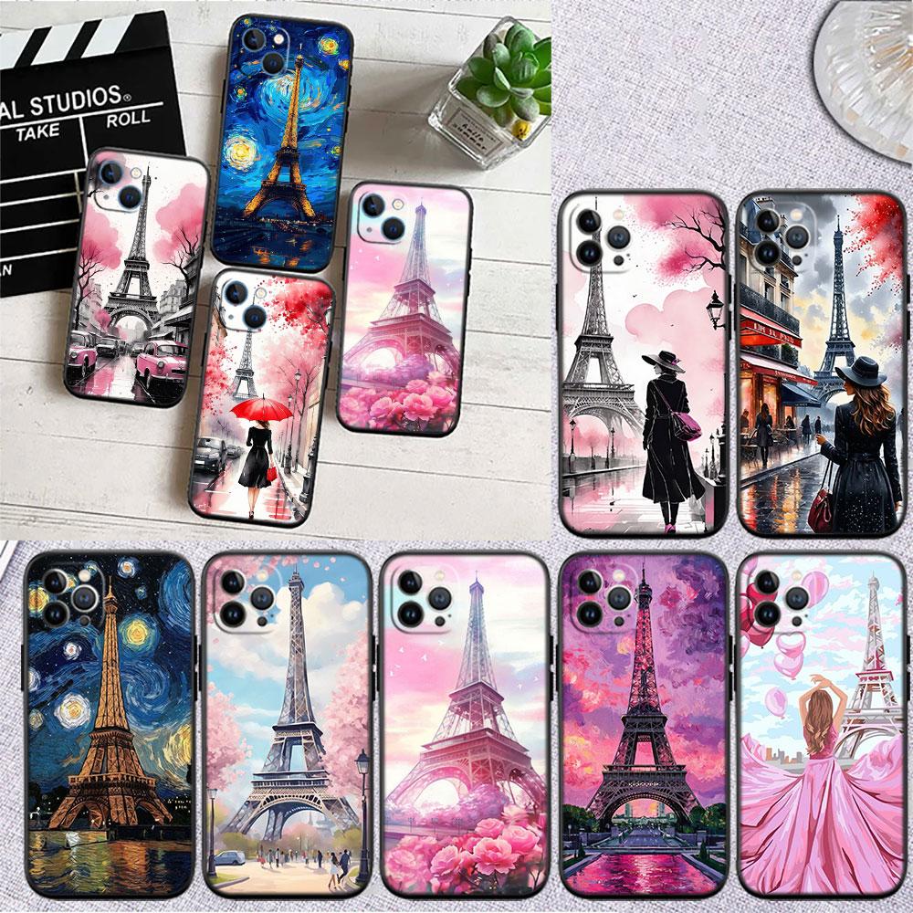 BF87 Париж Эйфелева башня Мягкий чехол для телефона iPhone 16 15 14 13 12 Pro Max Plus Mini