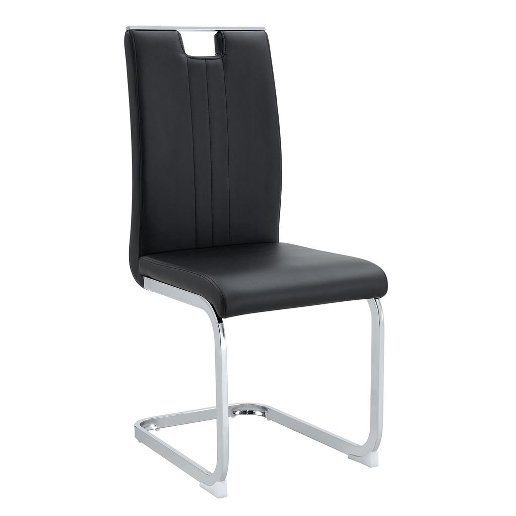 Set of 2 Black PU Material Arc-Shaped Chairs - Perfectly Integrated into Industrial and Modern Home Design