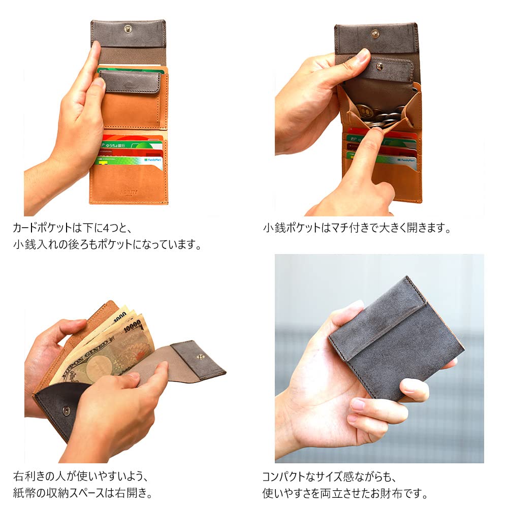 Кошелек складной AGILITY affa "Komodo", Компактный, Вертикальный, Маленький, Среднего размера, Мужской и Женский, Кожаный