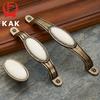 KAK Античный бронзовый керамический белый ручки для шкафа ручки для ящиков из цинкового сплава ручка для двери гардероба простая европейская мебельная фурнитура